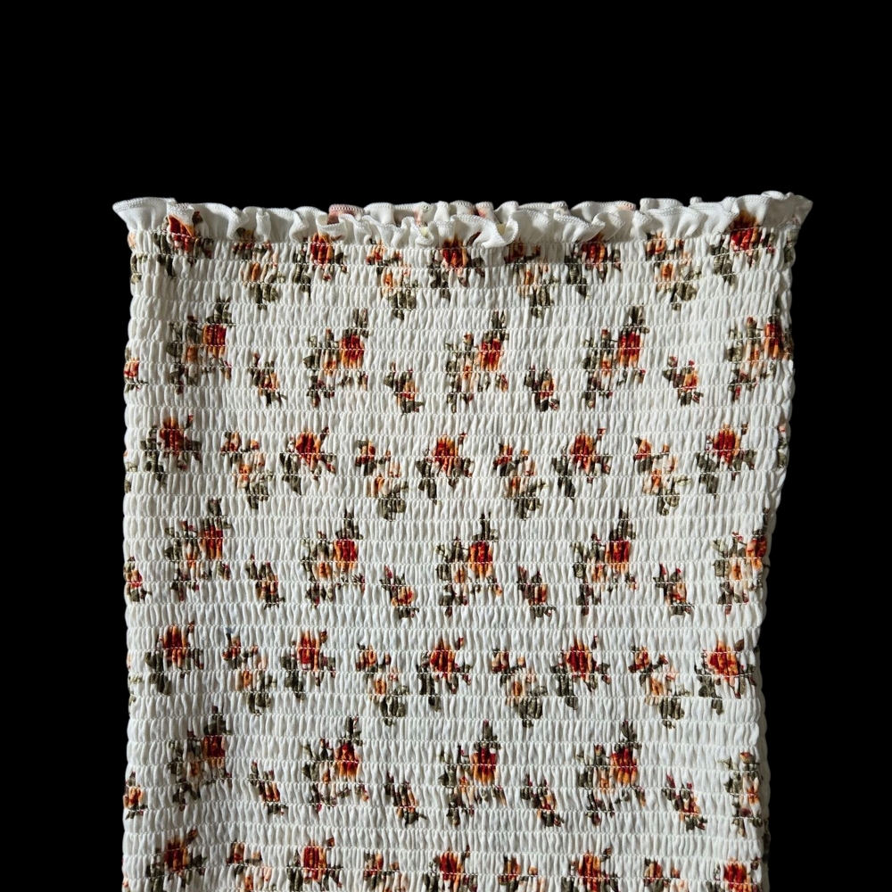 Vintage Wishful Park Floral Tube Top in White and Burnt Orange
